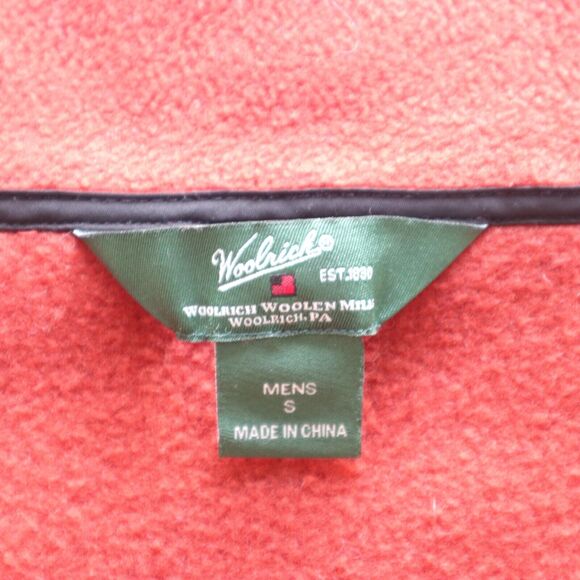 Woolrich Mens S Full Zip Fleece Vest Sweater Brick Burnt Orange - Picture 9 of 10